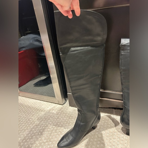 Browns tall blk leather boots brand new never worn sz8.5 zipper in back - Picture 5 of 12